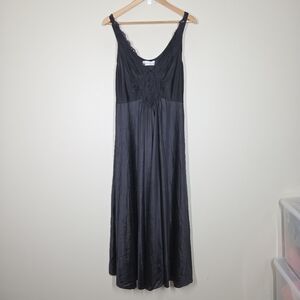Vtg Vandemere Olga Black Lace Detail Long Full Sweep Nightgown Nylon Flowy 1X